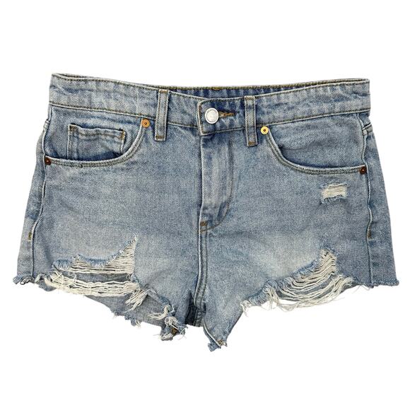 BLANKNYC  Short WMNS 27 The Borrow Vintage High Rise Distressed Light Wash Denim - Picture 1 of 10